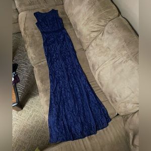 Navy Blue Lace Maxi Dress